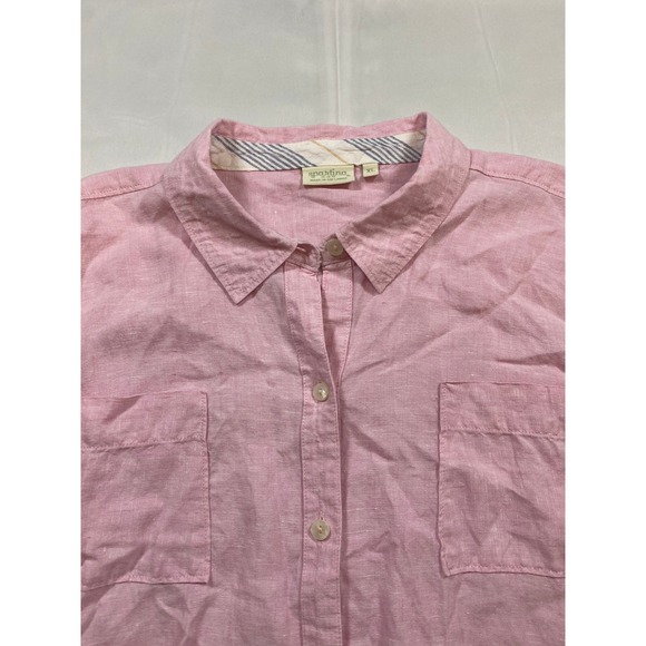 Spartina 449 Pink Linen Button Down Shirt Women's XL Long Sleeve Casual - Picture 3 of 5